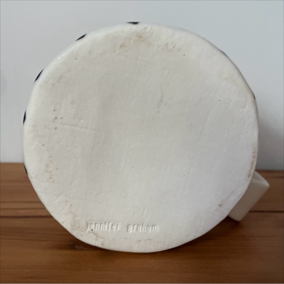 Jennifer Graham Striped Mug Ceramic White Black Coffee Tea Artisan Canada - Picture 4 of 6